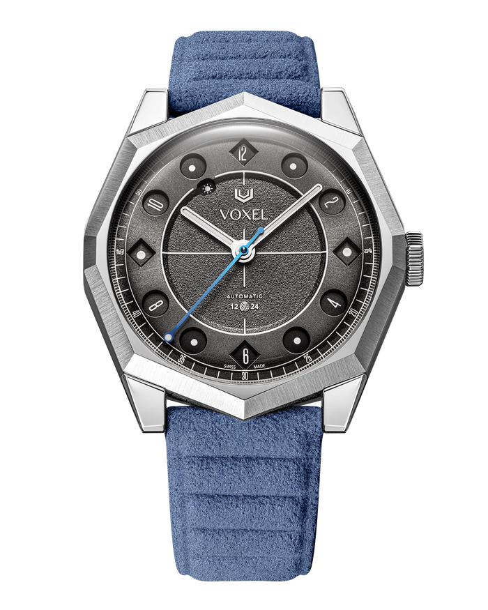 MERIDION Noir — Alcantara® Bleu Ciel, 12h