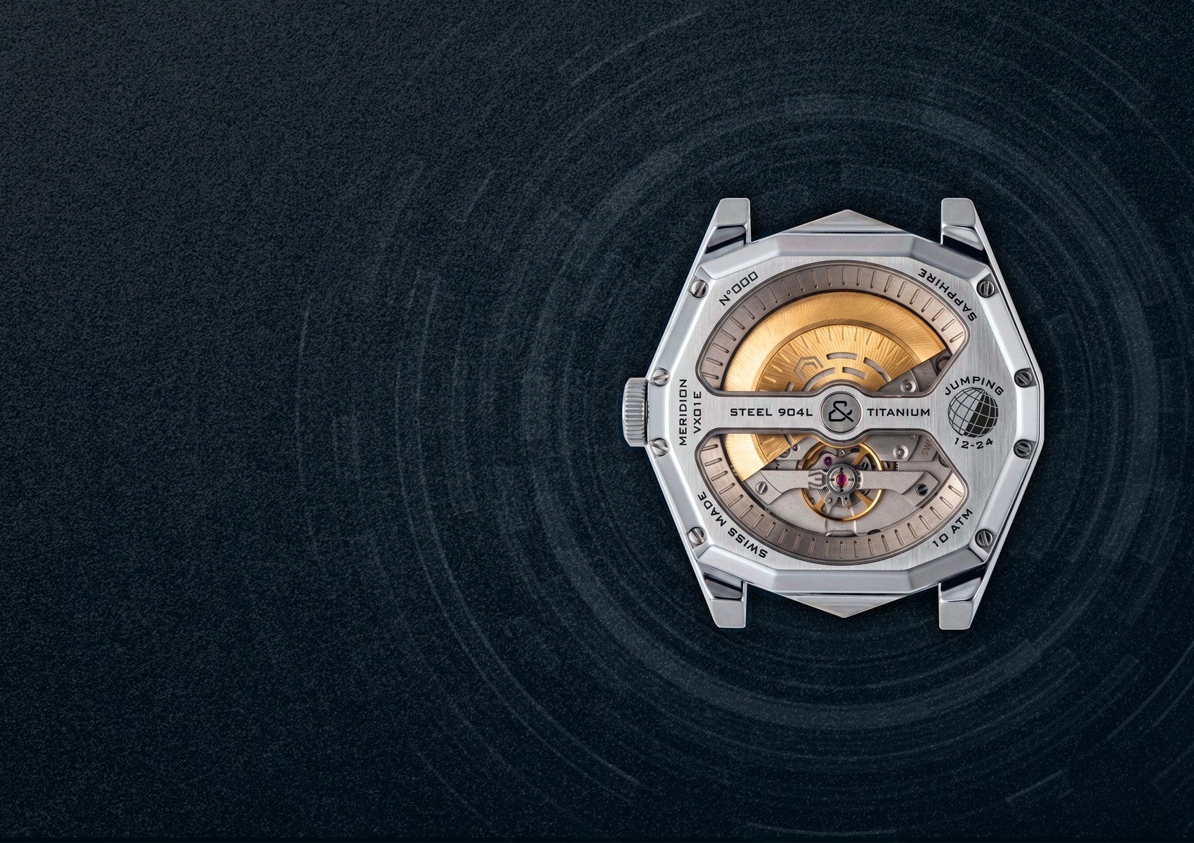 VOXEL MERIDION titanium and sapphire caseback architecture